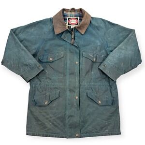 Waxed Canvas Jacket The Australian Outback Mens Small Flannel Lined Leather Trim